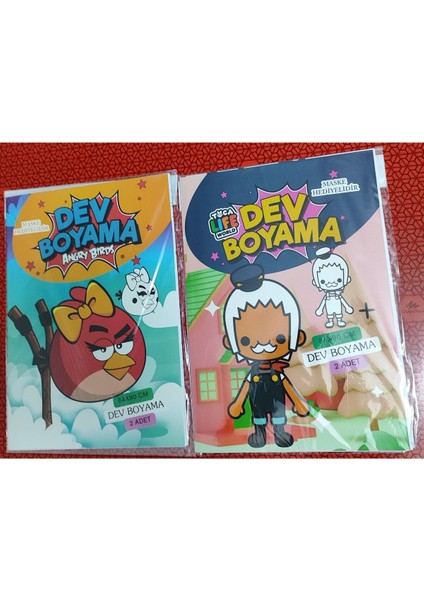 2 Adet Dev Boyama Kitabı (90CMX64CM)- (Angry Birds / Toca Boca Figürlü)