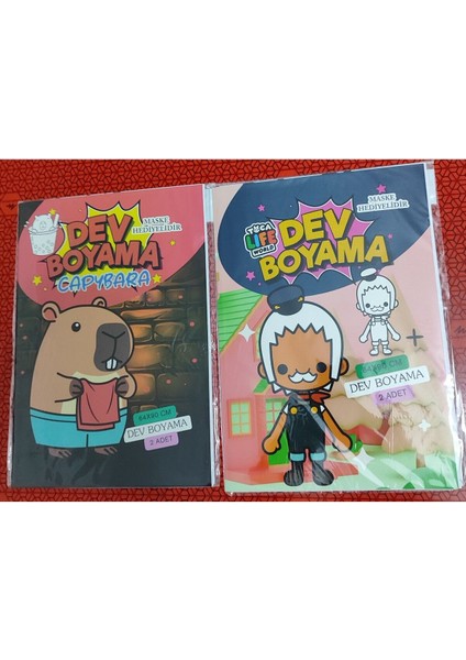2 Adet Dev Boyama Kitabı (90CMX64CM)- (Capybara / Toca Boca Figürlü)