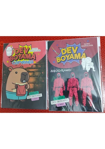 2 Adet Dev Boyama Kitabı (90CMX64CM)- (Capybara / Squidgame Figürlü)