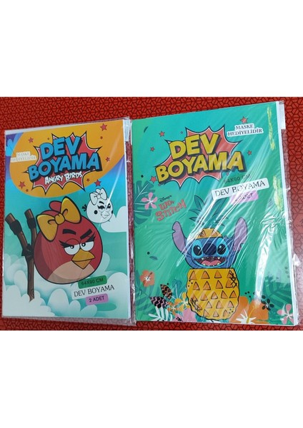 2 Adet Dev Boyama Kitabı (90CMX64CM)- (Angry Birds / Stitch Figürlü)