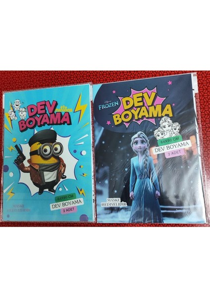 2 Adet Dev Boyama Kitabı (90CMX64CM)- (Minionlar / Frozen Figürlü)