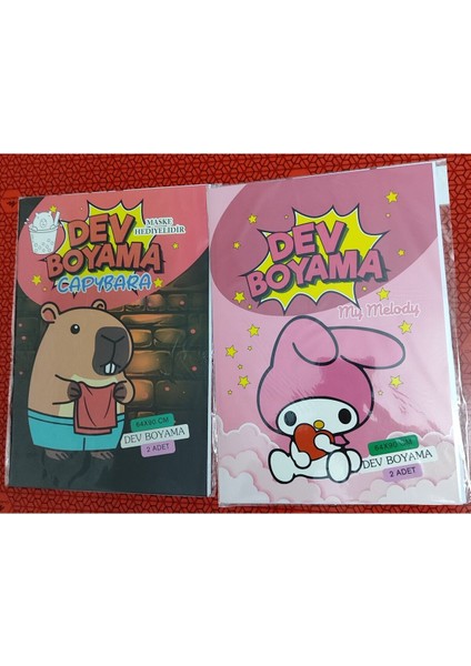 2 Adet Dev Boyama Kitabı (90CMX64CM)- (Capybara / My Melody Figürlü)