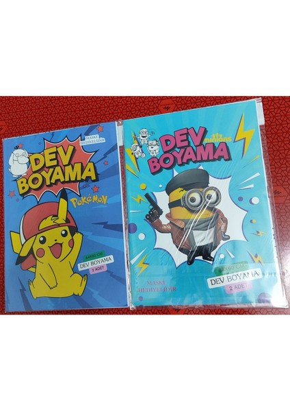 2 Adet Dev Boyama Kitabı (90CMX64CM)- (Pocemon / Minionlar Figürlü)