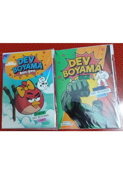 2 Adet Dev Boyama Kitabı (90CMX64CM)- (Angry Birds / Hulk Figürlü)