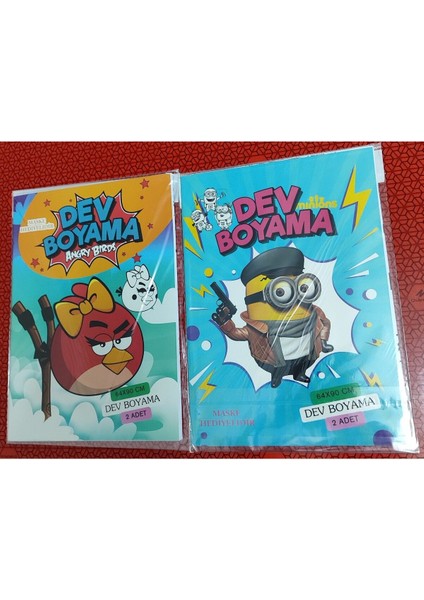 2 Adet Dev Boyama Kitabı (90CMX64CM)- (Angry Birds / Minionlar Figürlü)