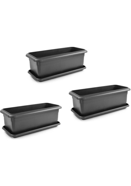 SO-V692 Tabaklı Villa Bahçe Saksı Takımı 62 Lt Antrasit 3 Adet