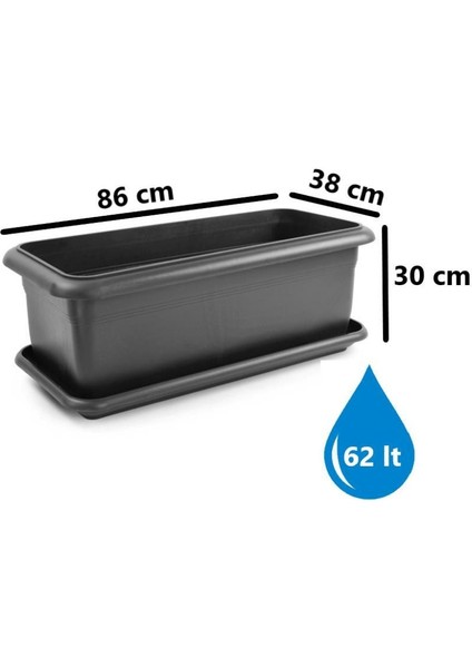 SO-V692 Tabaklı Villa Bahçe Saksı Takımı 62 Lt Antrasit 3 Adet fiyatları