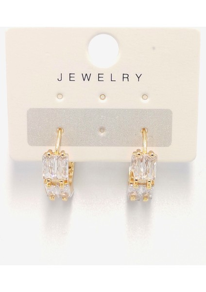 Çelik Lüks Tasarım Taşlı Küpe