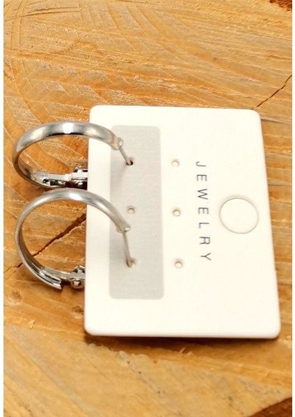 Çelik Lüks Tasarım Taşlı Küpe