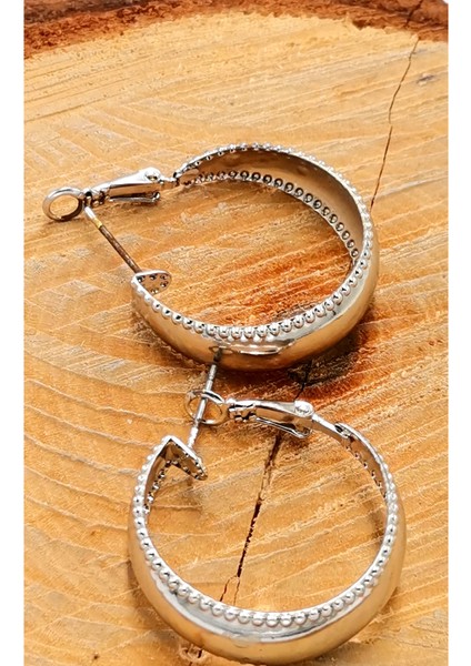 Çelik Lüks Tasarım Taşlı Küpe