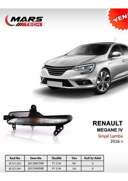 -521243 - On Tampon Sınyalı Sag Renault Megane Iv 15>