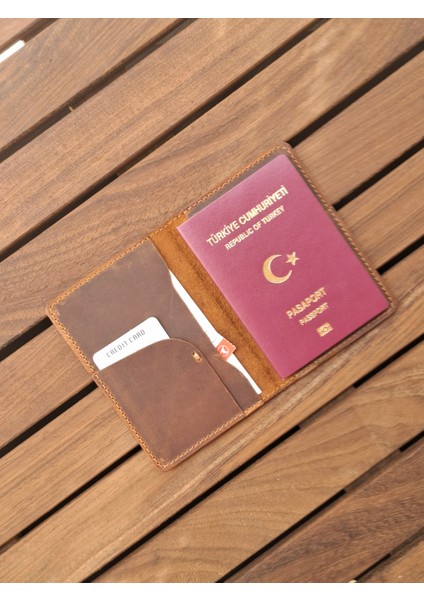 Taba Eskitme Pasaport Kılıfı Hakiki Deri Seyahat Cüzdanı Pasaport Koruyucu