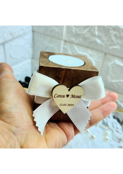 15 Adet Ahşap Kütük Mumluk Küp Kahverengi Söz Nişan Nikah Bebek Hediyelik fiyatları