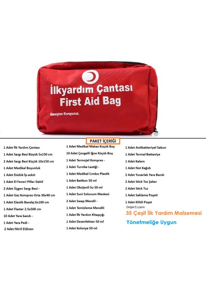 Otomobil Ilk Yardım Çantası Tüvtürk Uyumlu 35 Parça Ilk Yardım Seti Boyunluklu fiyatları