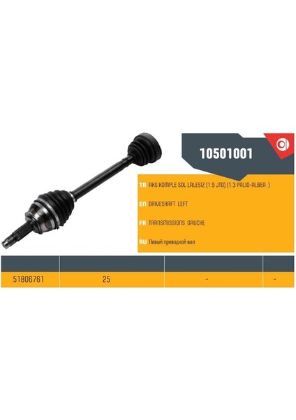 ANKA10501001 - Aks Komple Ön Lalesiz Sol Doblo 1.3 1.9 Jtd