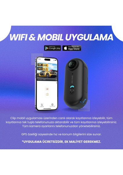 Clip | Mini Telefon Kontrol Aksiyon Kamerası 1080P | 6 Farklı Aparat modelleri