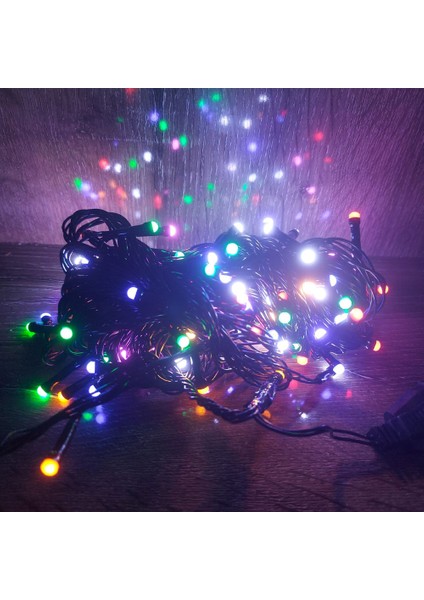Büro Ev Ofis Yazlık Için 10MT 100LED Damla Uçlu LED Rgb Işık Siyah Kablolu Lamba