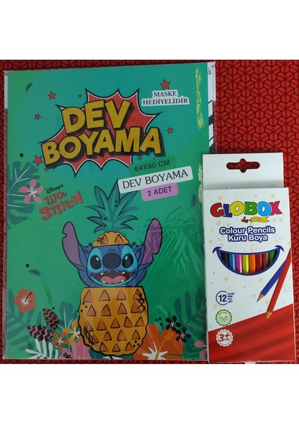 Stitch Figürlü Dev Boyama Kitabı (90CMX64CM) ve 12 Li Kuru Boya Kalemi