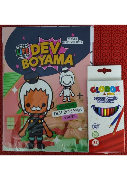 Toca Boca Figürlü Dev Boyama Kitabı (90CMX64CM) ve 12 Li Kuru Boya Kalemi