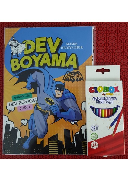 Batman Dev Boyama Kitabı (90CMX64CM) ve 12 Li Kuru Boya Kalemi