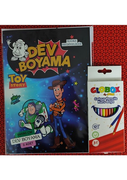Toy Story Figürlü Dev Boyama Kitabı (90CMX64CM) ve 12 Li Kuru Boya Kalemi