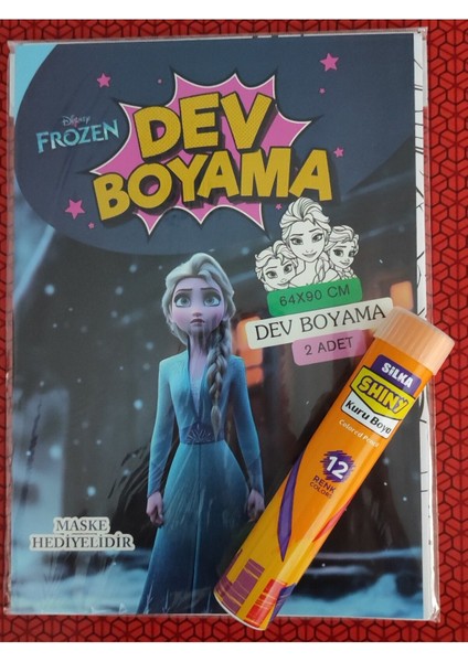 Frozen Figürlü Dev Boyama Kitabı (90CMX64CM) ve 12 Li Tüp Kuru Boya Kalemi