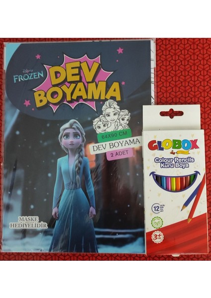 Frozen Figürlü Dev Boyama Kitabı (90CMX64CM) ve 12 Li Kuru Boya Kalemi