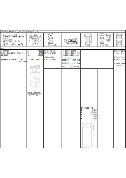 GOET63365079G - Segman 80MM 050 R19 Megane Expres Kangoo 1.9d F8Q