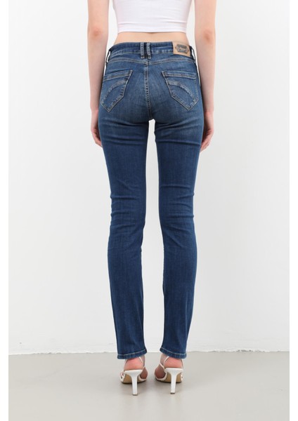 Kadın Likralı Slim Jean Pantolon Mavi