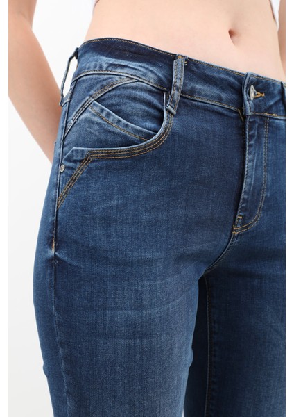 Kadın Likralı Slim Jean Pantolon Mavi