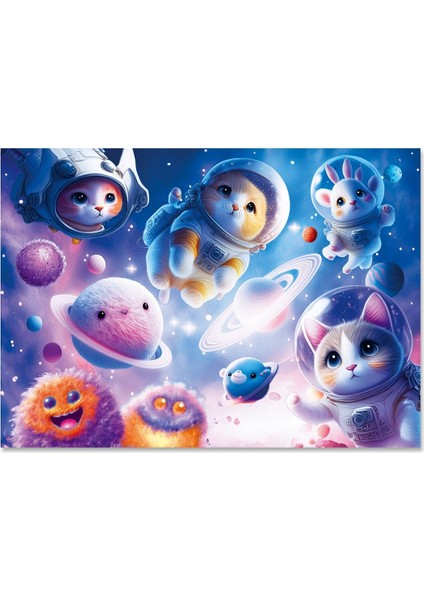 Uzayda Kediler Çocuk Puzzle (50 Parça) 34×24 cm fiyatları