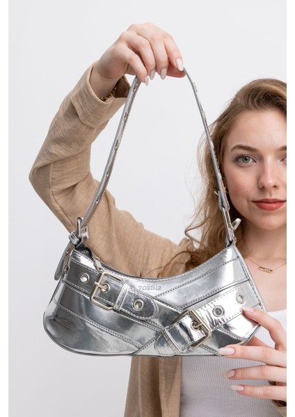 Kemer Detaylı Baget Kadın Fermuarlı Ayarlanabilir Omuz & Kol Çantası