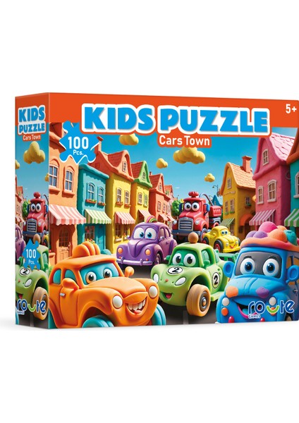 Arabalar Şehri Çocuk (100 Parça) Puzzle 34×48 cm