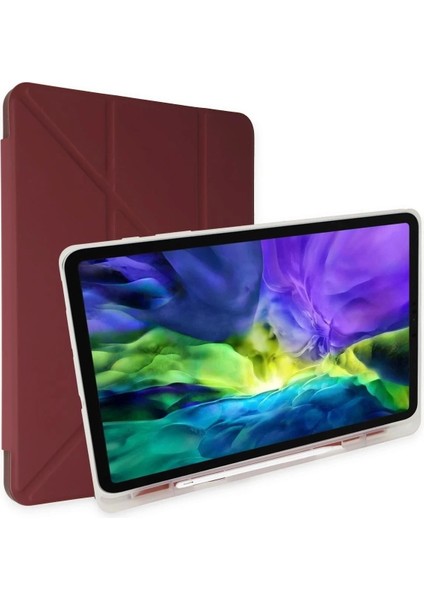 iPad 10.2 (8.nesil) Kılıf Kalemlikli Mars Tablet Kılıfı - Mor