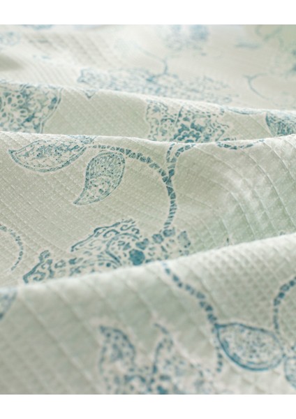 Berne Çift Kişilik Pamuklu Ecocell Baskılı Pike Takımı - Mint Yeşili