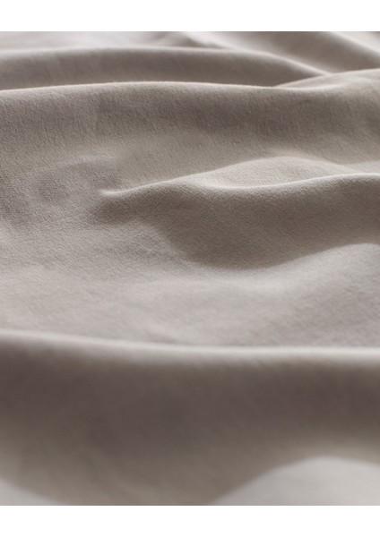 Aimon King Size %100 Pamuk Yıkamalı Bağlamalı Nevresim Takımı - Gri/Pudra