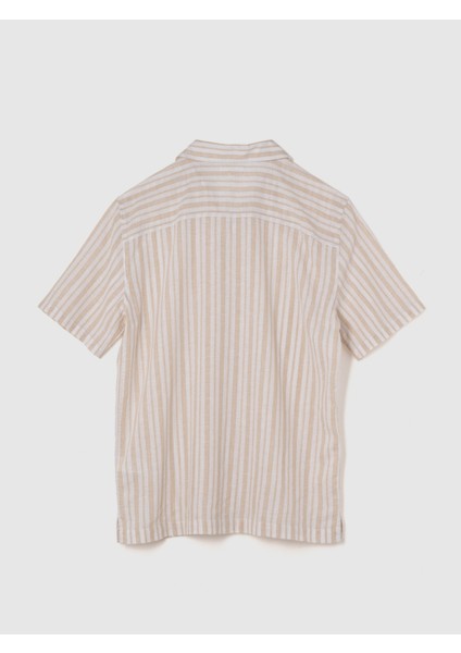 Erkek Bej Keten Karışımlı Standard Fit Vacay Gömlek fiyatları