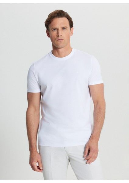 Bisiklet Yaka Düz Beyaz Erkek T-Shirt COE091252082_BYZ modelleri