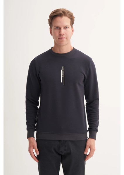 Bisiklet Yaka Lacivert Erkek Sweatshirt 54185