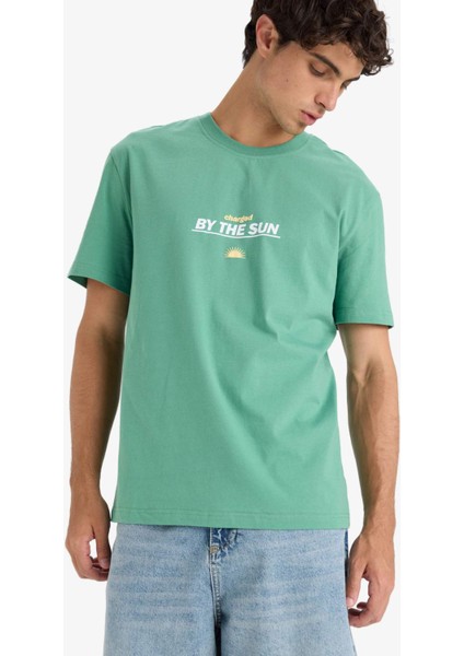 %100 Pamuk Regular Fit Bisiklet Yaka Baskılı Kısa Kollu Tişört F8541AX25HS