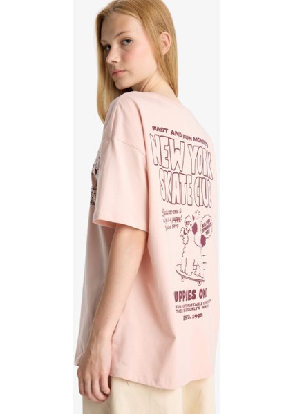 Oversize Geniş Kalıp Sırt Baskılı Kısa Kollu Tişört F8748AX25AU