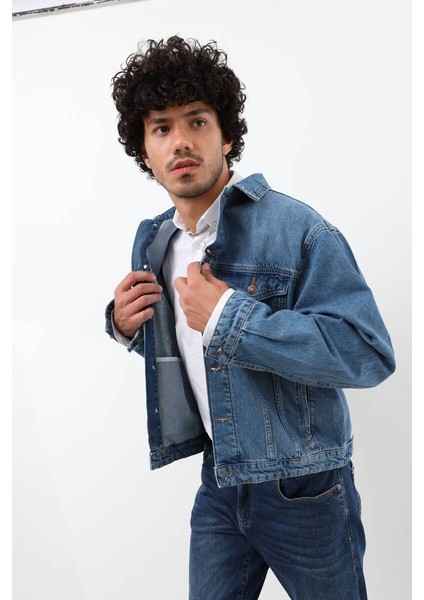 Erkek Düğmeli Regular Fit Jean Ceket Mavi fiyatları