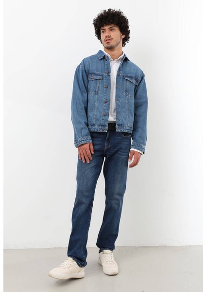 Erkek Düğmeli Regular Fit Jean Ceket Mavi fırsatları