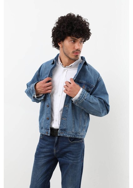 Erkek Düğmeli Regular Fit Jean Ceket Mavi indirimleri