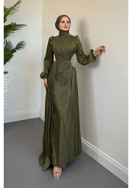 Nola Yanı Taşlı Jan Jan Abiye Haki