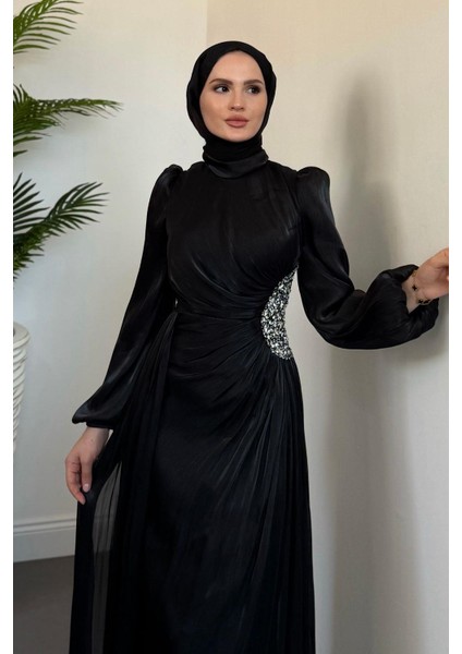 Nola Yanı Taşlı Jan Jan Abiye Siyah fırsatları