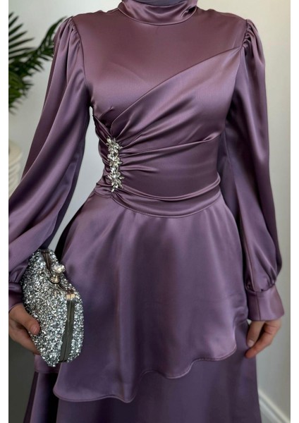 Simera Taşlı Kat Kat Abiye Lila fırsatları