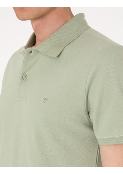 Erkek Çağla Yeşili Slim Fit %100 Pamuk Polo Yaka Basic Tişört 50306448-VR016
