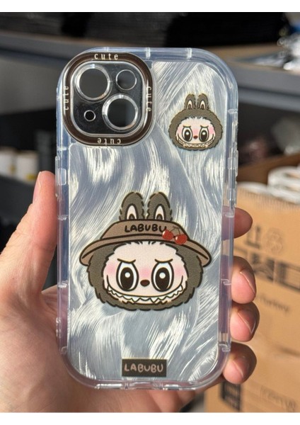 Apple iPhone 13 Kılıf Sök Tak Kamera Korumalı Labubu Oyuncak Desenli Darbe Emici Koruyucu Kapak