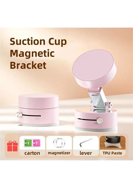 Araba Katlanabilir Manyetik Telefon Tutucusu Geri Çekilebilir Yeniden Kullanılabilir Emme Kupası Ayna ve Araç Montajı Standcolor Için Çok Alan Çok Yürüyüş Desteği: Pembe (Yurt Dışından)